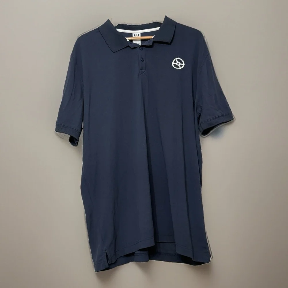 Helly Hansen Stretchy Performance Polo Shirt Nautical Logo Men's XXL 2XL
